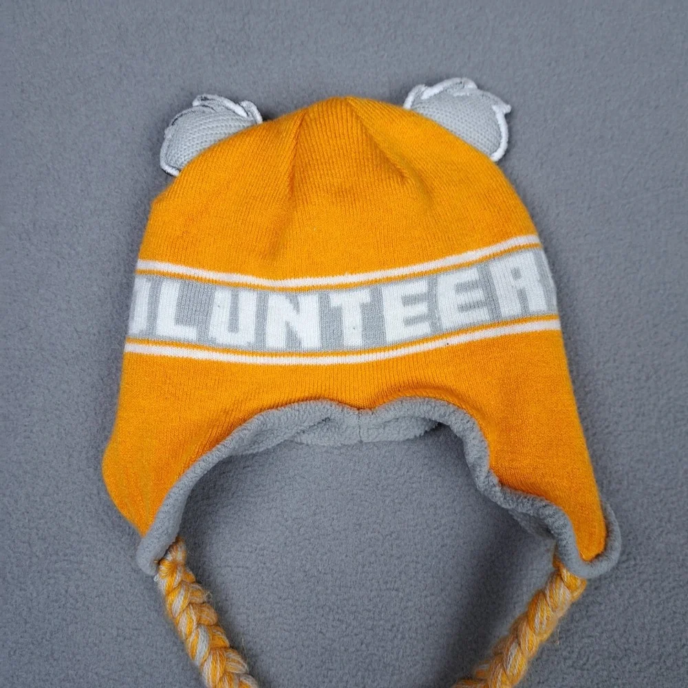 Tennessee Volunteers Beanie Kids‎ Orange Gray Fleece Braids Ears NCAA Football